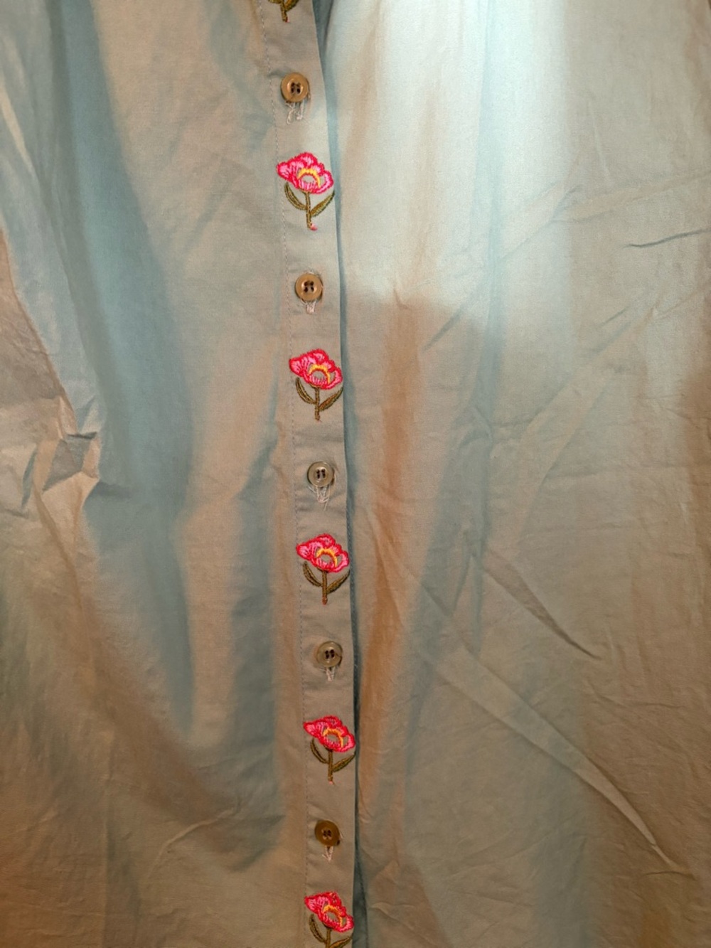 Sage Green Floral Embroidered Blouse Vintage Style - Picture 5 of 7